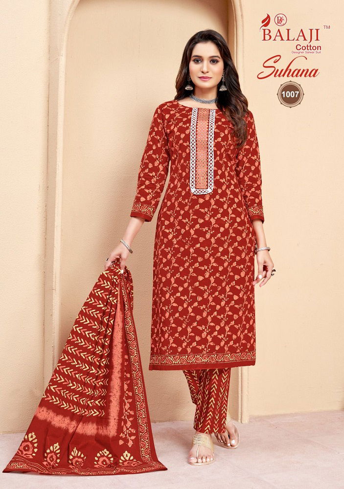 Suhana Vol 1 By Balaji Printed Cotton Churidar Dress Material Wholesalers In Delhi